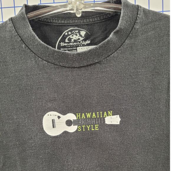 Hawaiian Style Vintage Black Tee Y2K Surf Palm Trees Graphic Single‎ Stitch - Picture 5 of 11